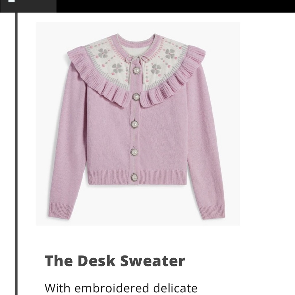 Hill House The Desk Cardigan with Embroidered Collar